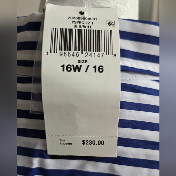 NWT Ralph Lauren Blue & White Striped Shirt Dress Sz. 16W - Picture 5 of 8